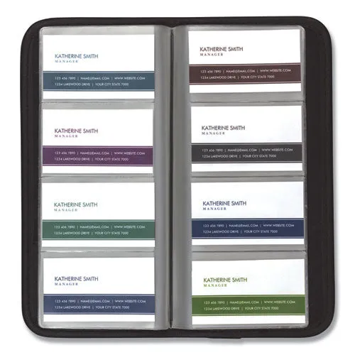 Samsill® Professional Vinyl Business Card File, Holds 160 2 x 3.5 Cards, 4.75 x 10.25, Black