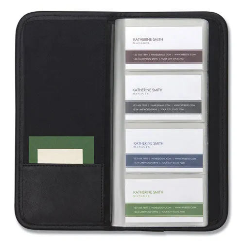 Samsill® Professional Vinyl Business Card File, Holds 160 2 x 3.5 Cards, 4.75 x 10.25, Black