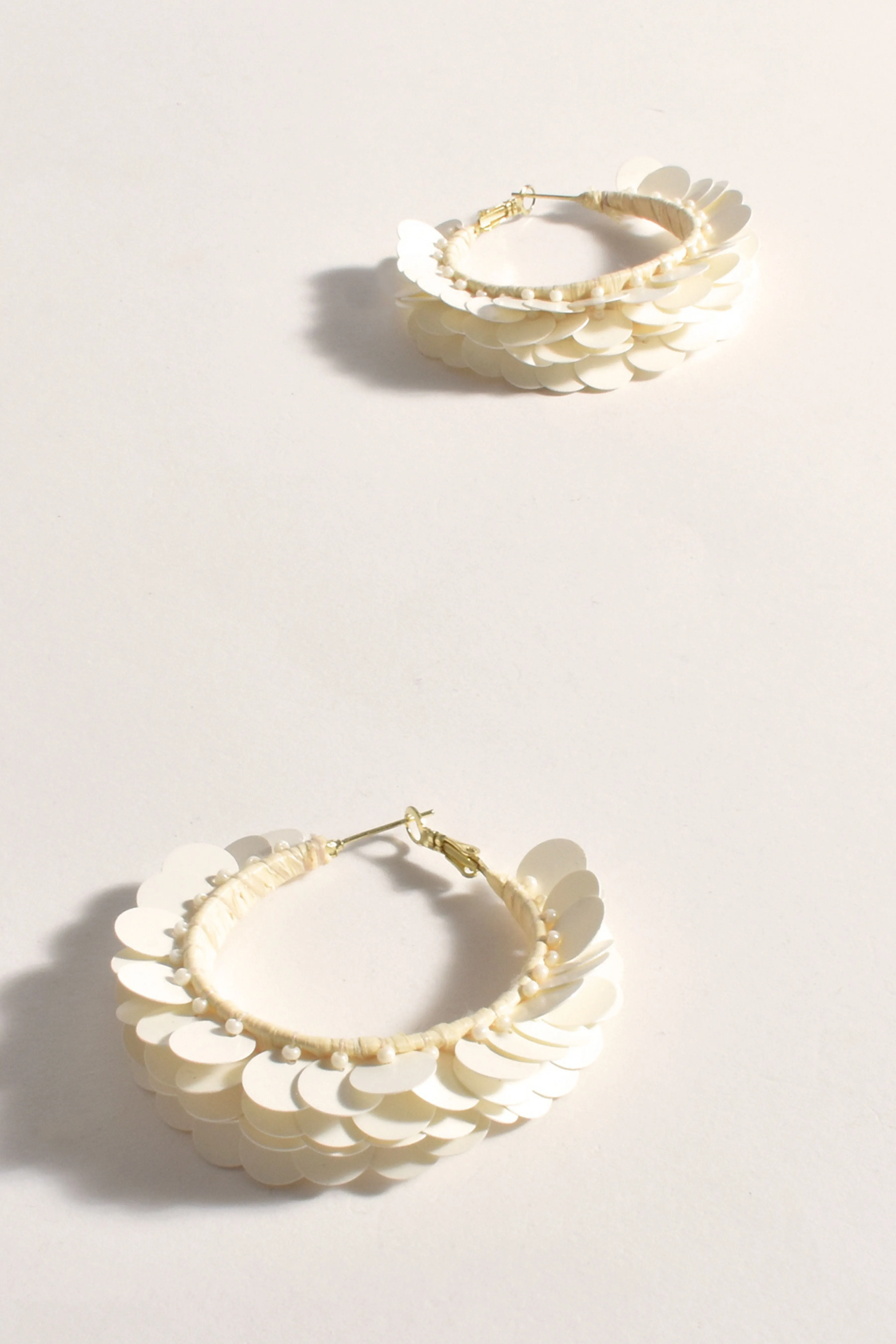 Saskia Sequin Event Hoops - Cream