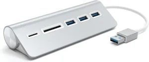 Satechi Aluminum USB 3.0 Hub & Card Reader - Compatible with MacBook Pro, MacBook, iMac, Surface Pro, Dell XPS and More (Silver)