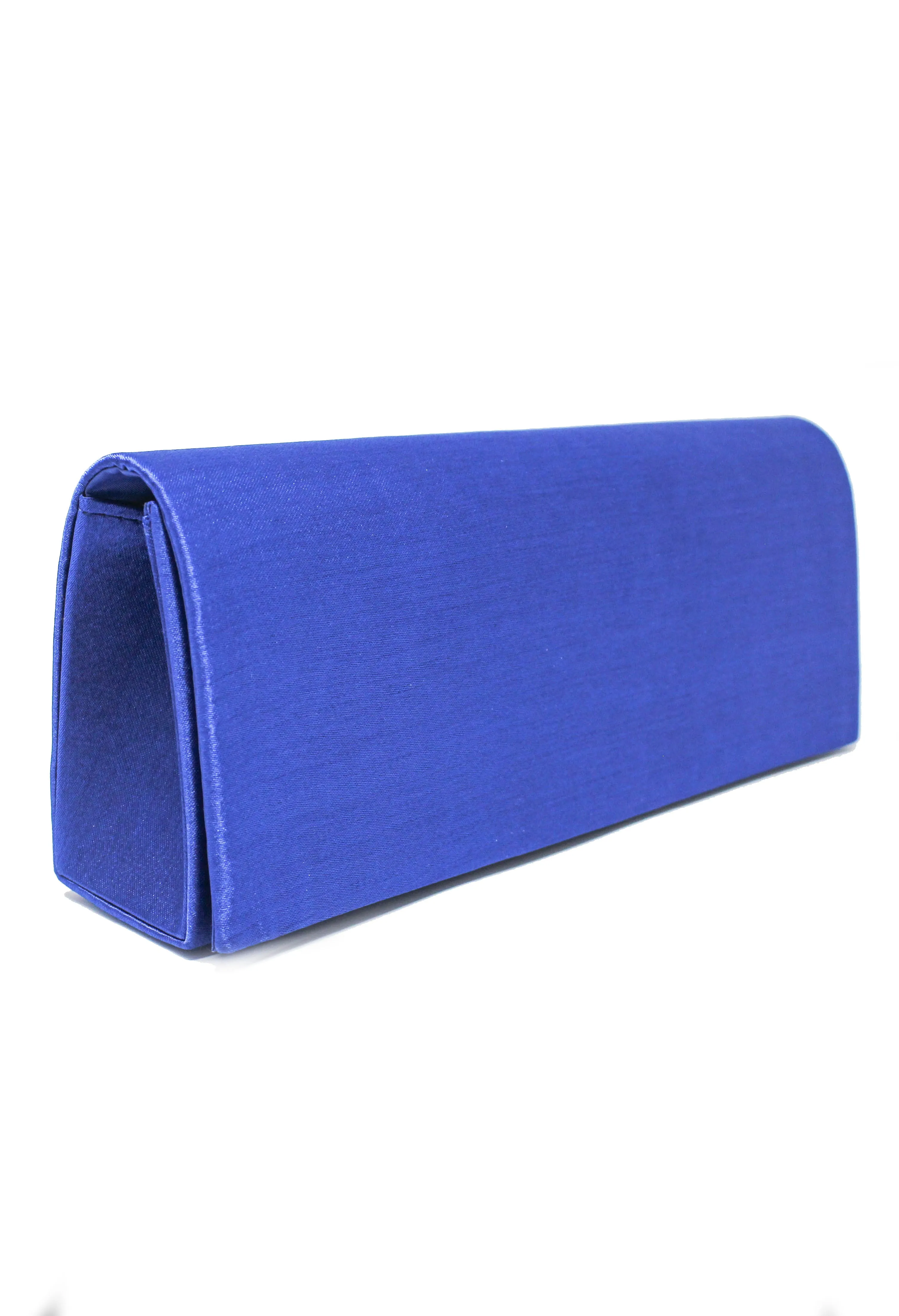 SATIN CLUTCH BAG IN SAPPHIRE BLUE