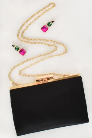 Savannah Satin Clutch - Black