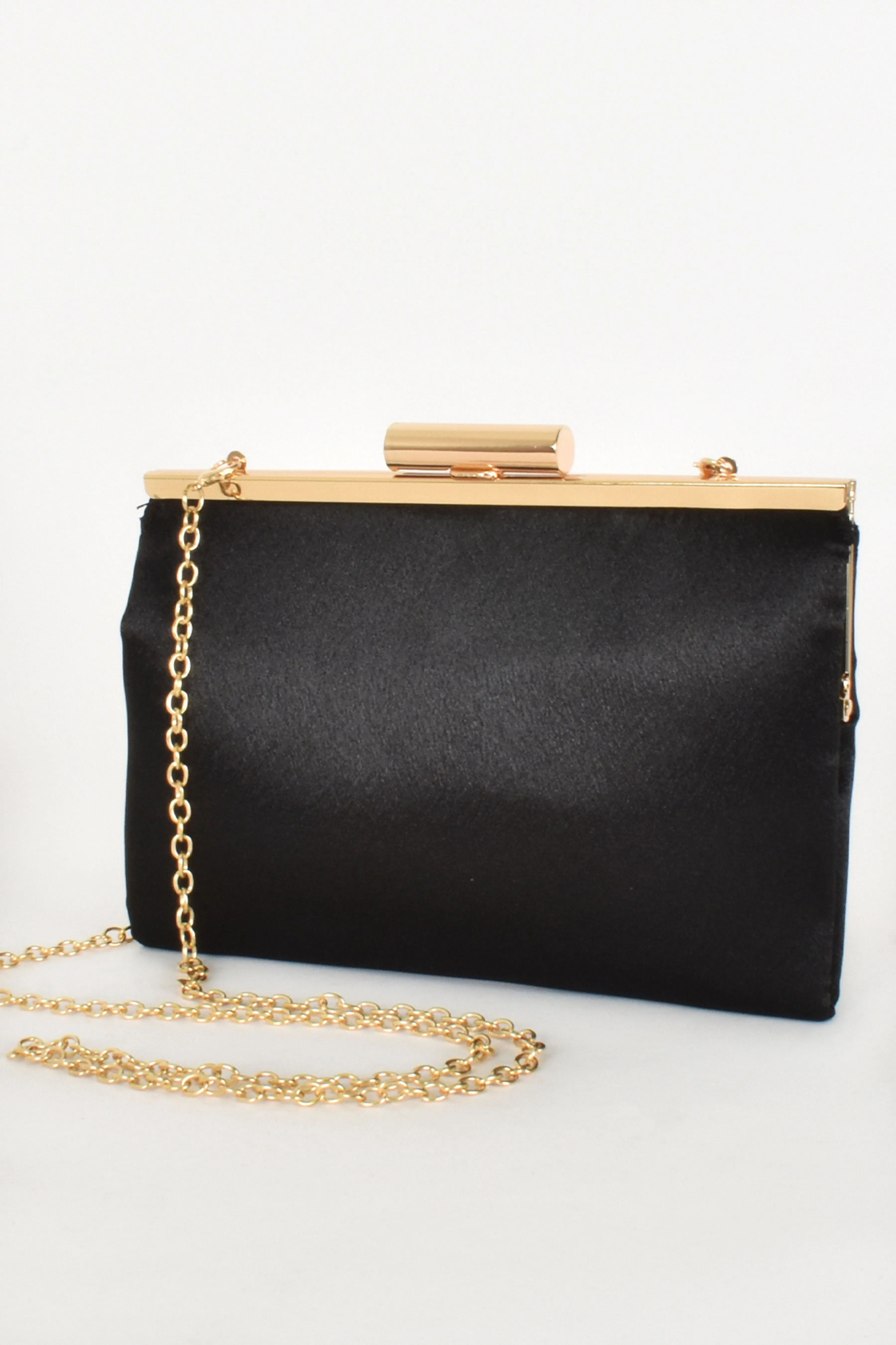 Savannah Satin Clutch - Black