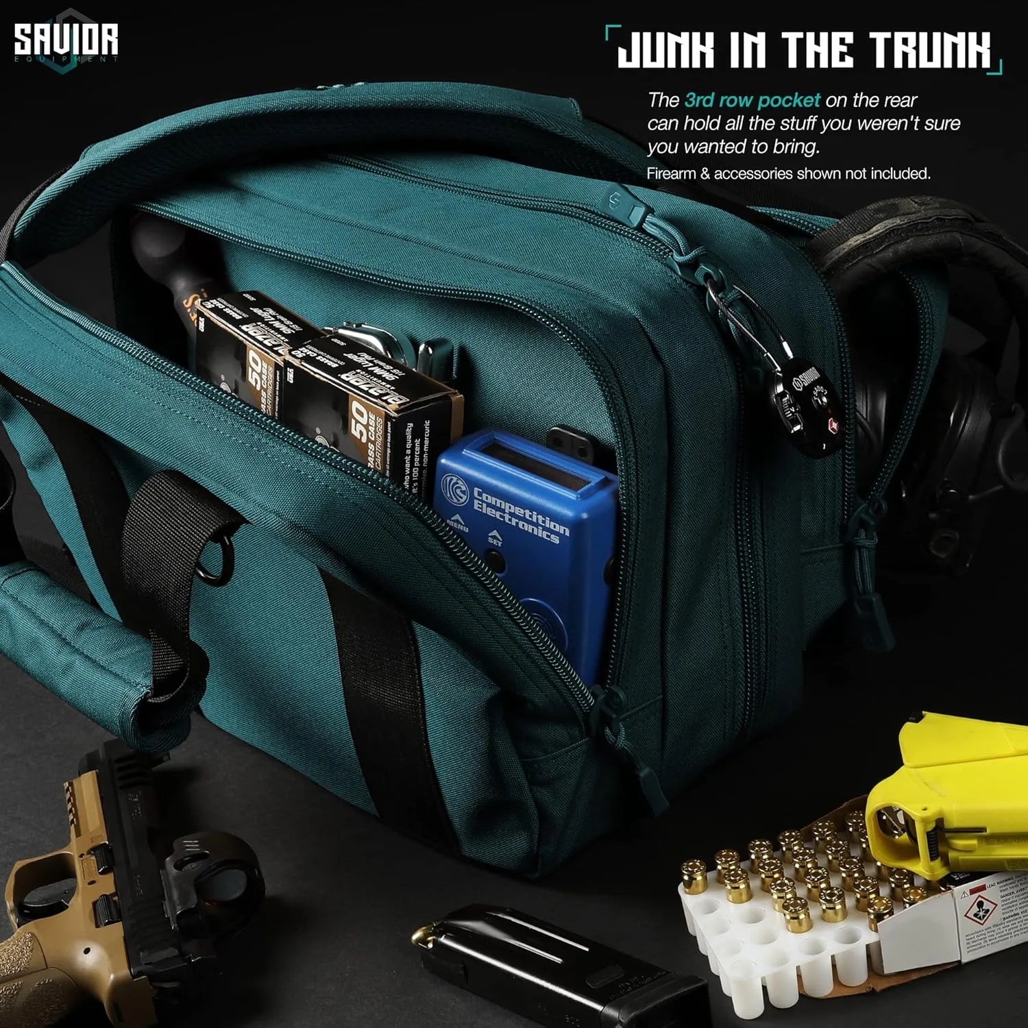 Savior Equipment Specialist Series Mini Range Bag Tactical Dual Pistol Handgun Revolver Hunting Bag Gun Carrying Case, X-Large Compartments w/Lockable Zippers, Deluxe Padded Shoulder Strap Included