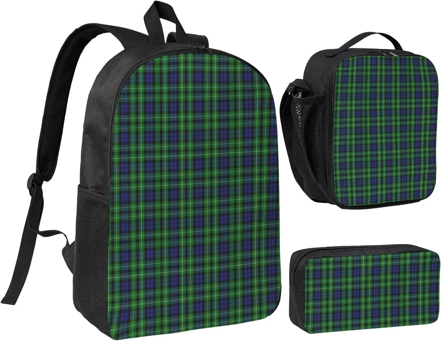 Scottish Clan Graham Tartan Plaid Essential 3-In-1 Backpack Kit – Compact Laptop Bag, Insulated Food Tote & Zippered Stationery Holder, Stylish & Lightweight For Daily Use