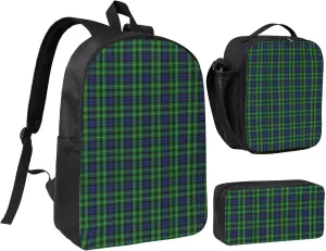 Scottish Clan Graham Tartan Plaid Essential 3-In-1 Backpack Kit – Compact Laptop Bag, Insulated Food Tote & Zippered Stationery Holder, Stylish & Lightweight For Daily Use