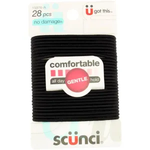 Scunci No Damage Hair Elastics, Medium, Black 28 ea (Pack of 4)
