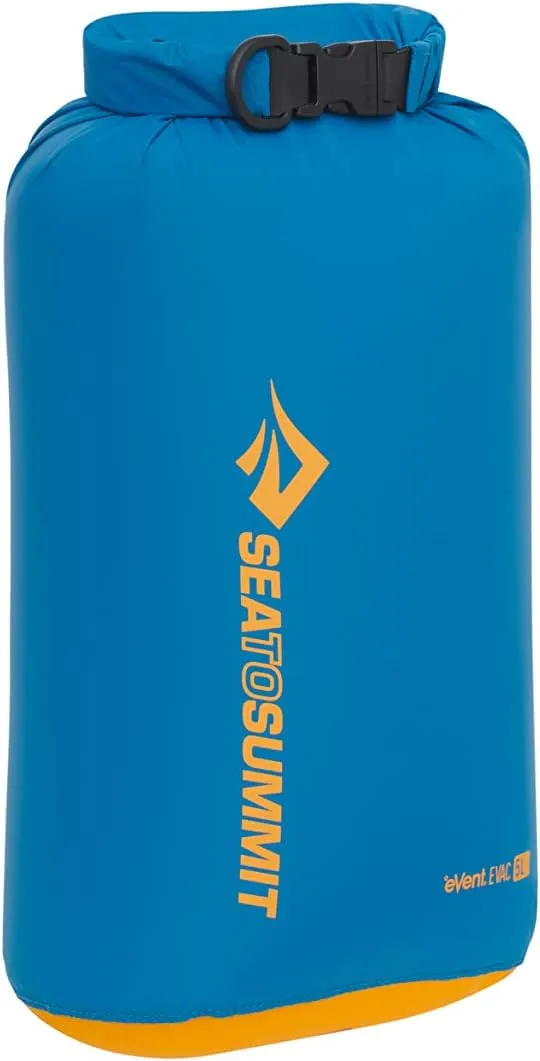 Sea to Summit eVac Dry Bag, Roll-Top Compression Sack, 5 Liter, Turkish Tile Blue