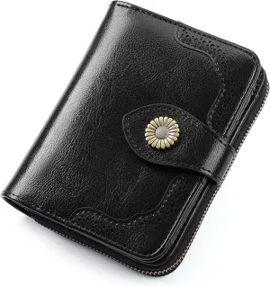 SENDEFN Small Womens Wallet Leather RFID Blocking with Multiple Card Slots and Zipper Coin Pocket