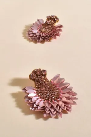Sequin Date Night Event Earrings - Pink Gold