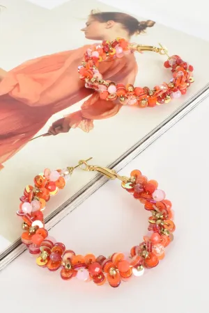 Sequin Party Hoops - Orange