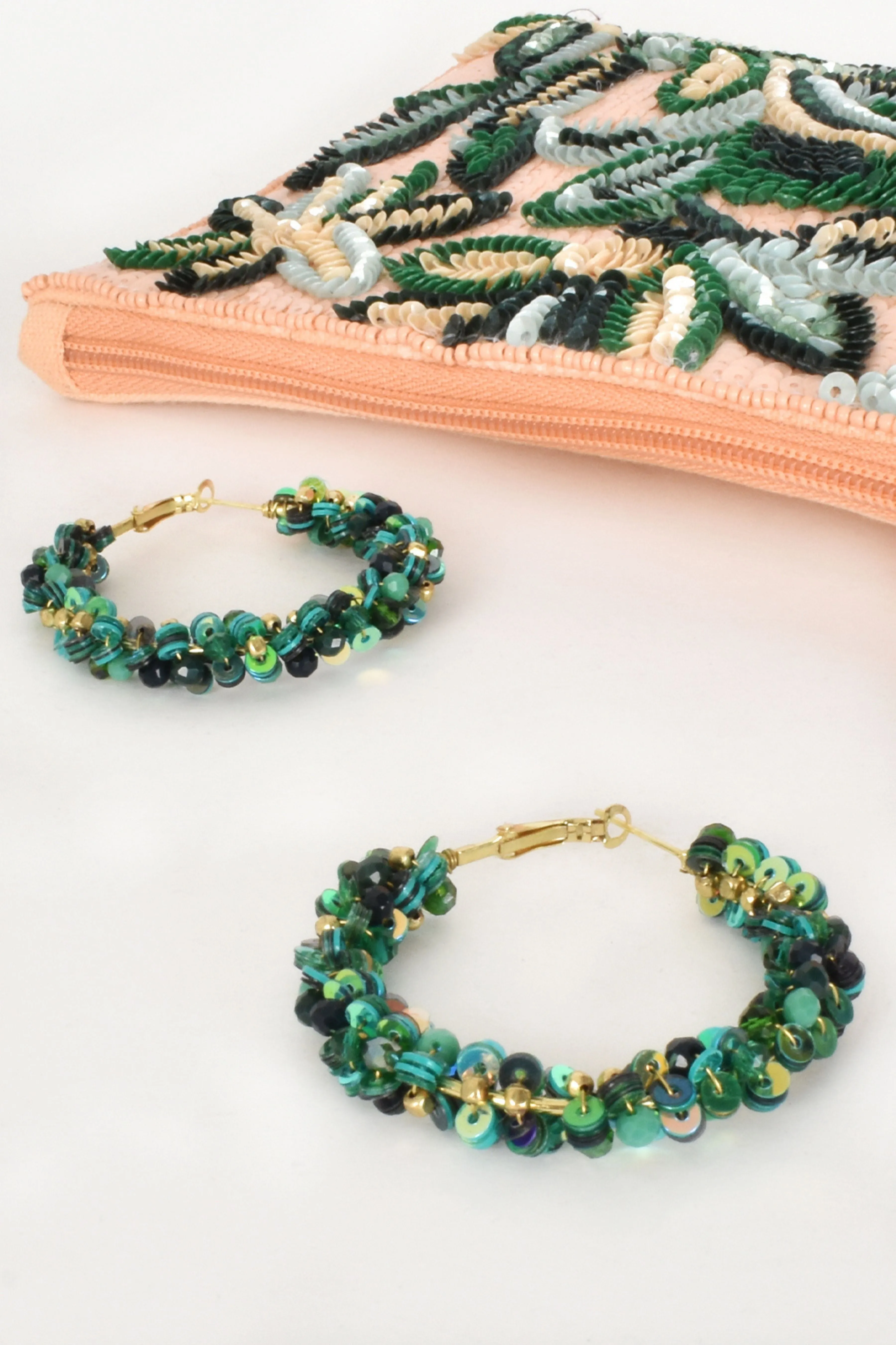 Sequinned Party Hoops - Green