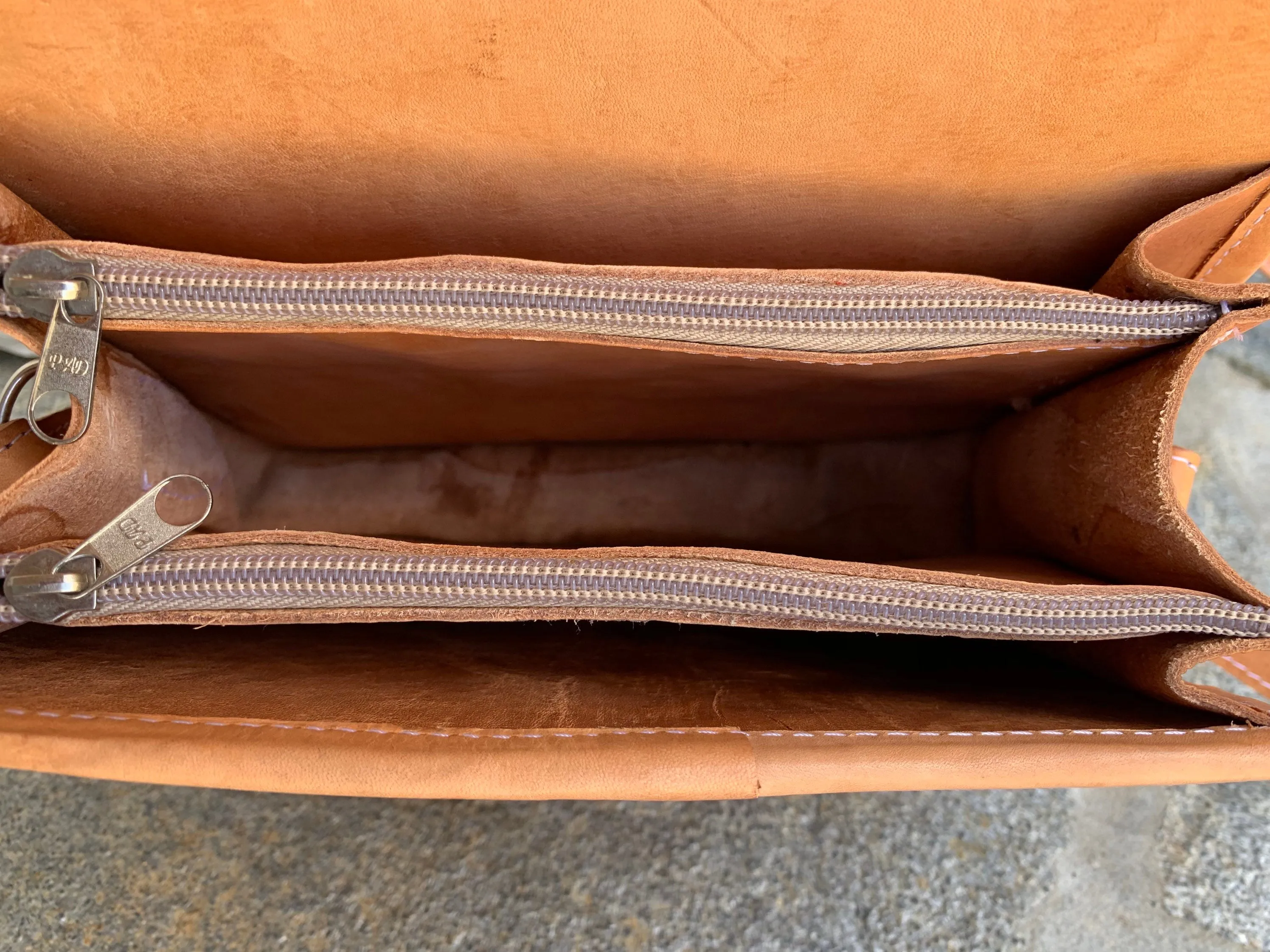 Sergios Vintage Saddle bag, HandTooled , natural leather