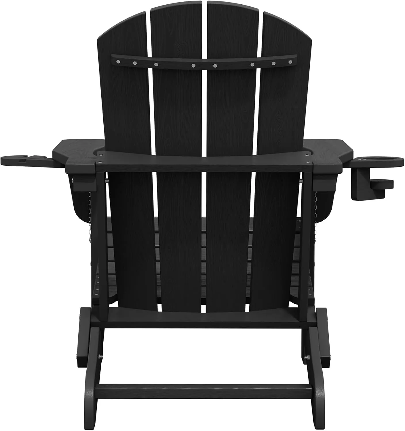 SERWALL HDPE Folding Adirondack Chair with Dual Cup Holder - Composite Adirondack Chair - Black