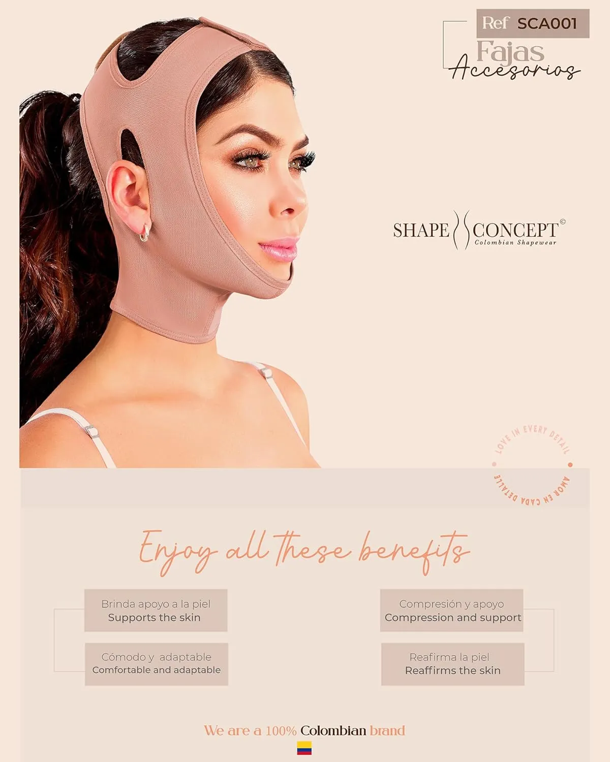 Shape Concept Chin Strap Support Band Neck Bandage Face Chin High Compression