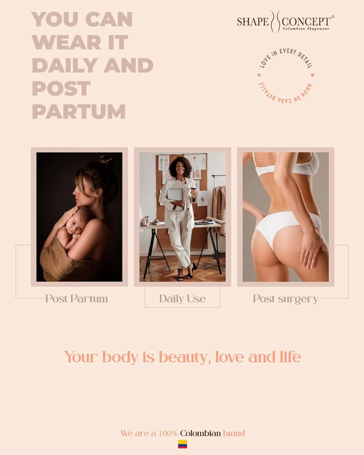 SHAPE CONCEPT Fajas Colombianas Reductoras y Moldeadoras Post Surgery Compression Garment Tummy Tuck