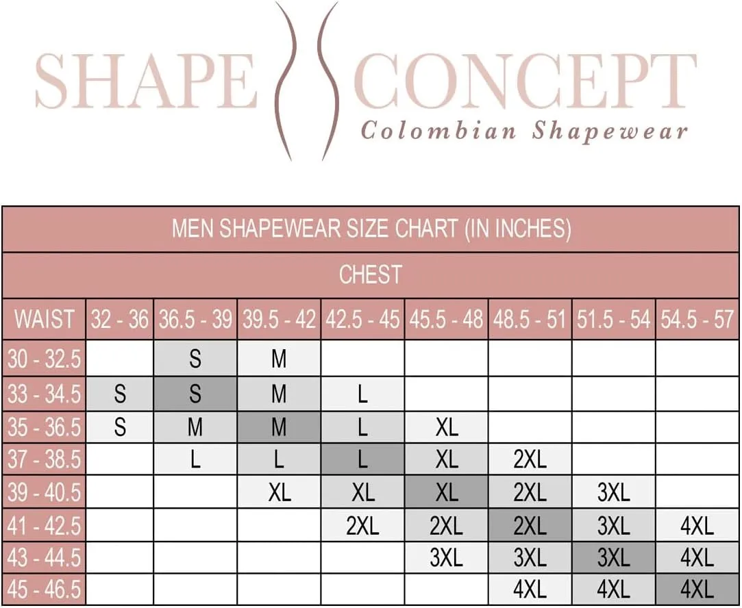 SHAPE CONCEPT Mens Shapewear 361 Faja Colombiana para Hombre, Male Girdle Stomach Compression With Hooks and Control Abdobmen