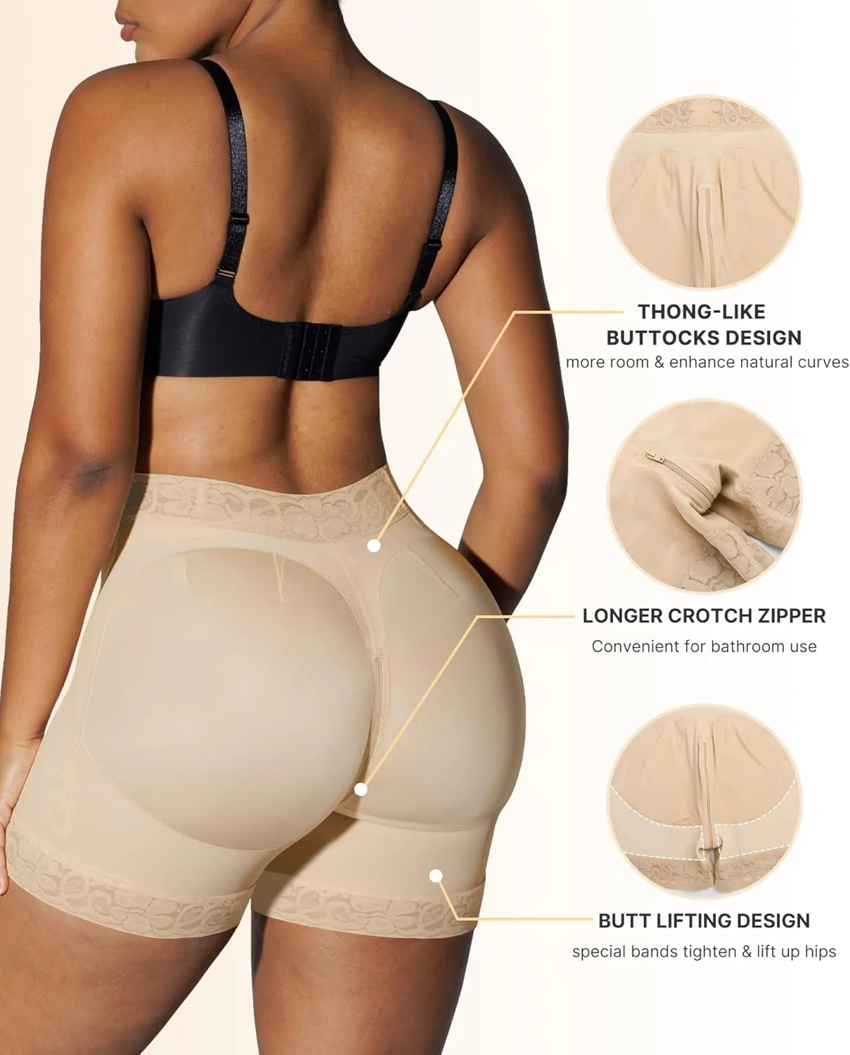 SHAPELLX Butt Lifting Shapewear Tummy Control Butt Lifting Shorts with Built-in Steel Bones