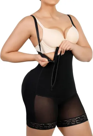 SHAPELLX Tummy Control Shapewear Faja Colombianas Side Zipper Body Shaper Plus Size Postpartum Bodysuit With Butt Lift