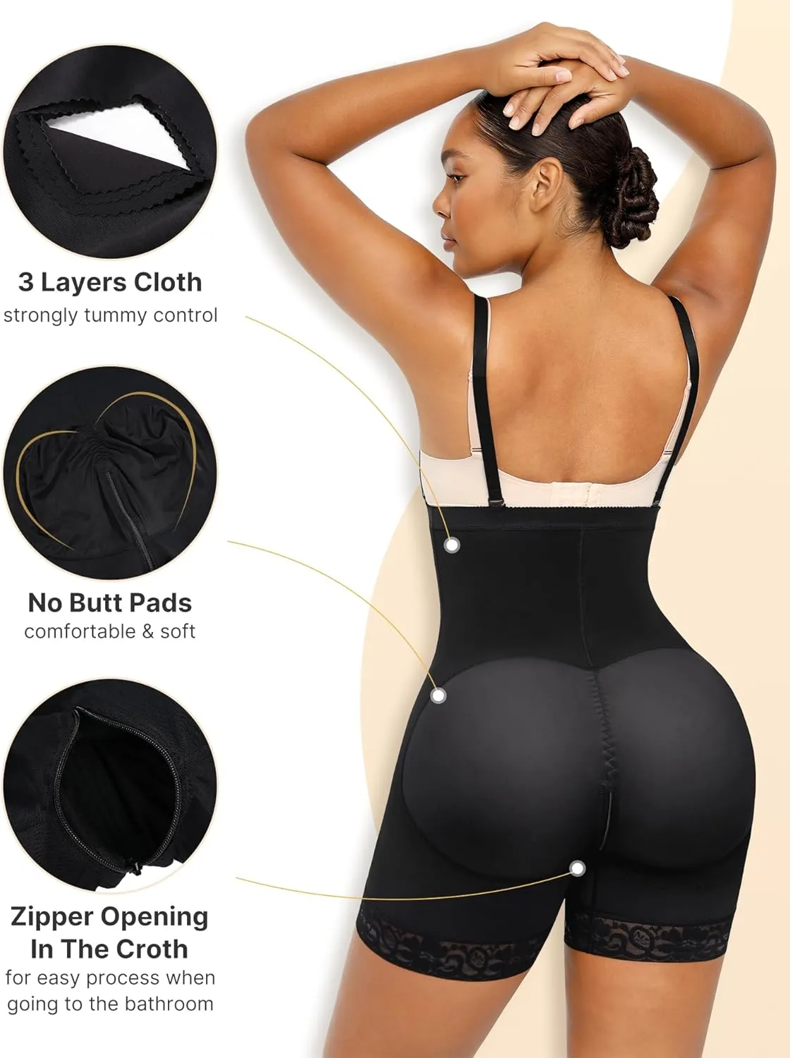 SHAPELLX Tummy Control Shapewear Faja Colombianas Side Zipper Body Shaper Plus Size Postpartum Bodysuit With Butt Lift