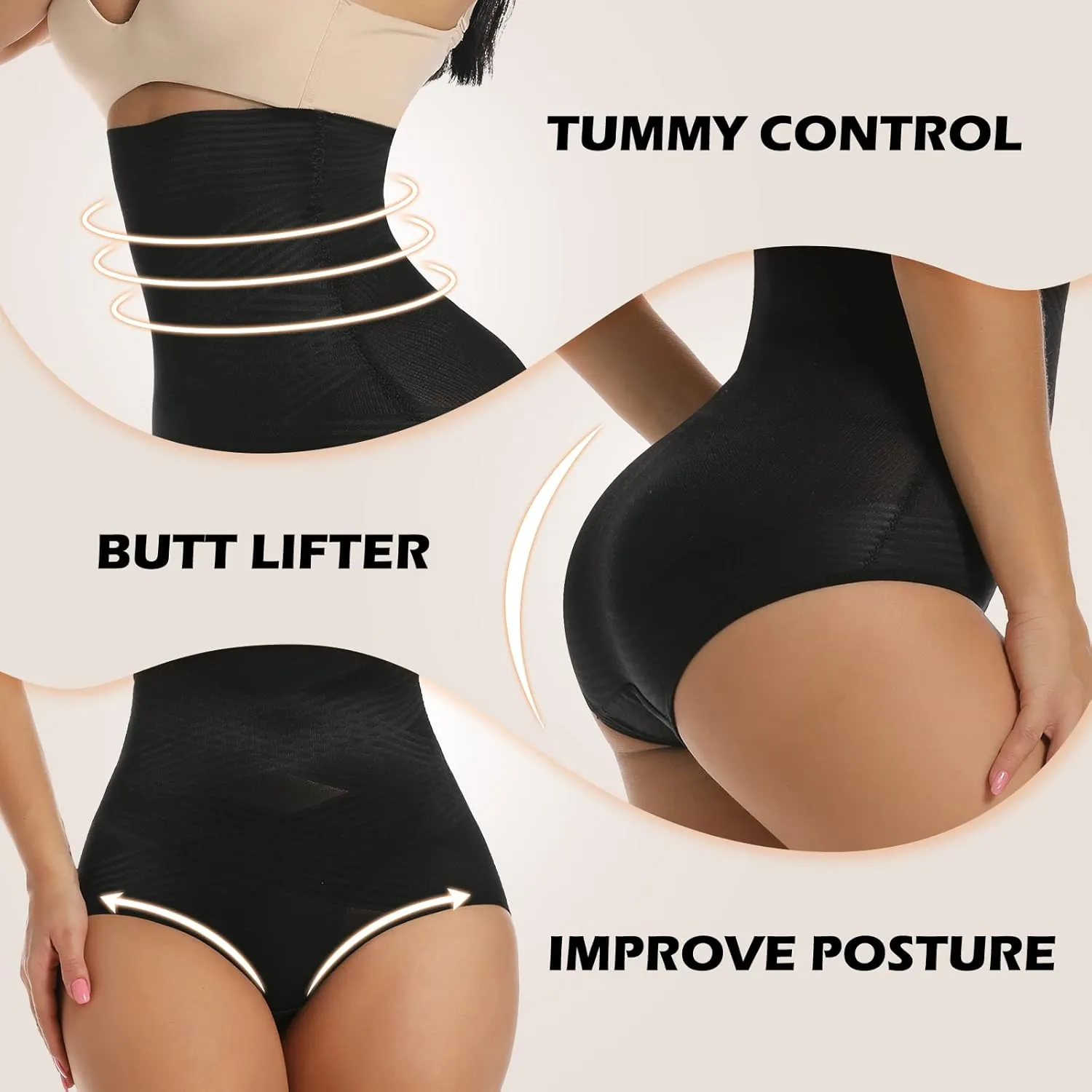 SHAPERIN High Waisted Shaper Panty for Women, Tummy Control Panty Belly Slimming Body Shaperwear Underwear Brief