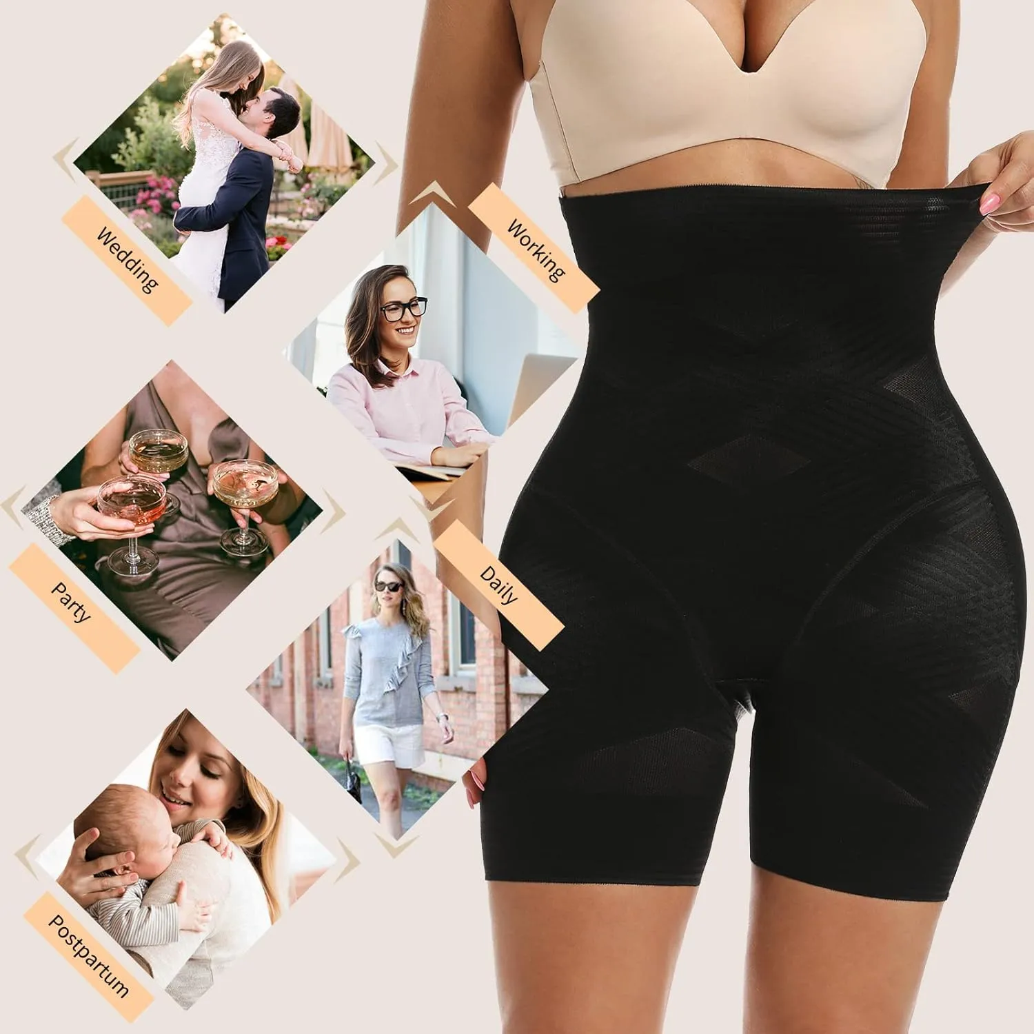 SHAPERIN High Waisted Shaper Panty for Women, Tummy Control Panty Belly Slimming Body Shaperwear Underwear Brief