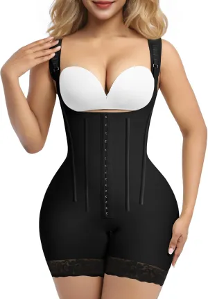 SHAPERX Shapewear for Women Tummy Control Body Shaper Butt Lifter Bodysuit Postpartum Girdles with Adjustable Straps