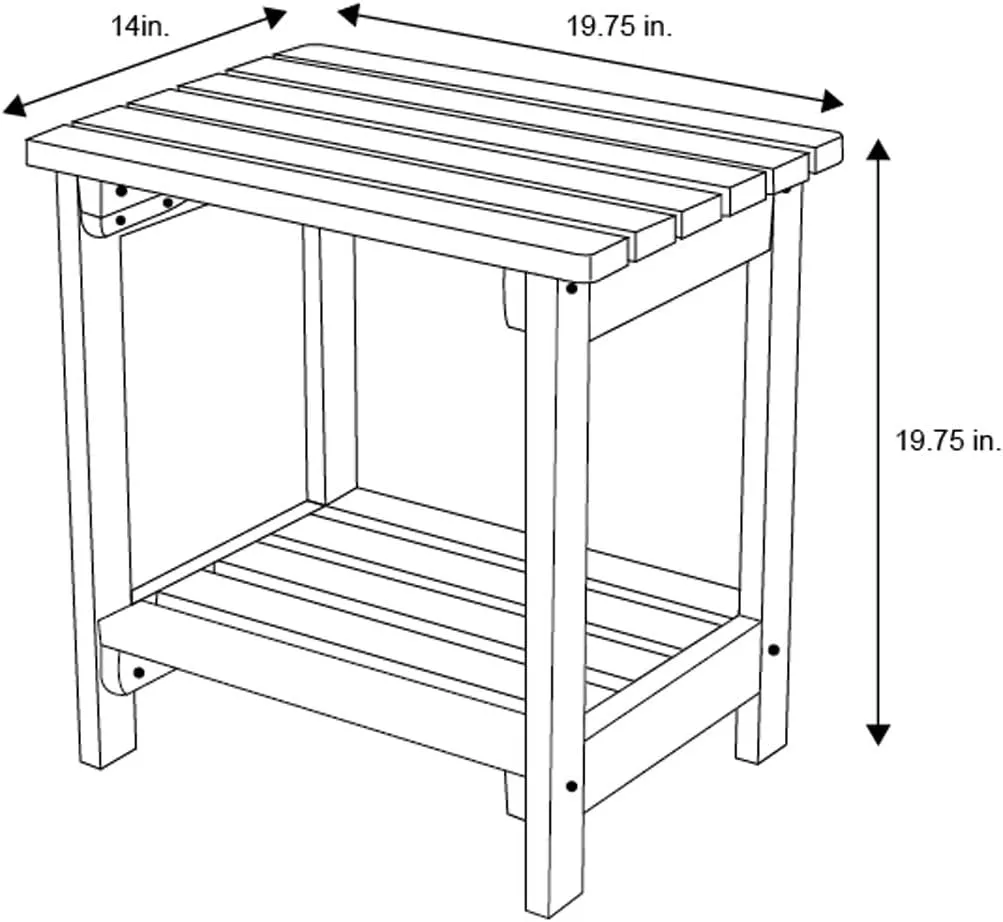 Shine Company Providence Rectangular Solid Wood Side Table, Outdoor Adirondack Patio Table, Chili Red