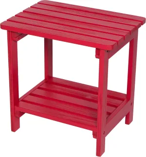 Shine Company Providence Rectangular Solid Wood Side Table, Outdoor Adirondack Patio Table, Chili Red