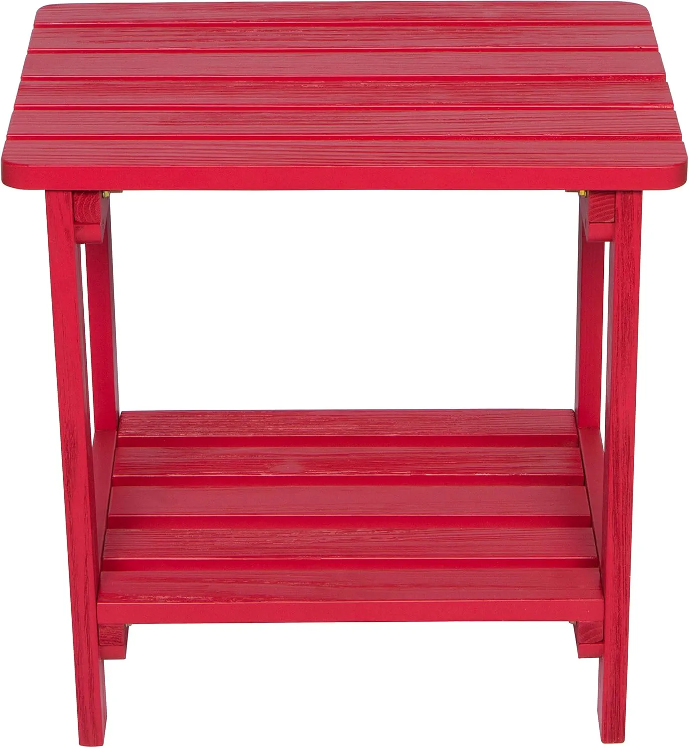 Shine Company Providence Rectangular Solid Wood Side Table, Outdoor Adirondack Patio Table, Chili Red