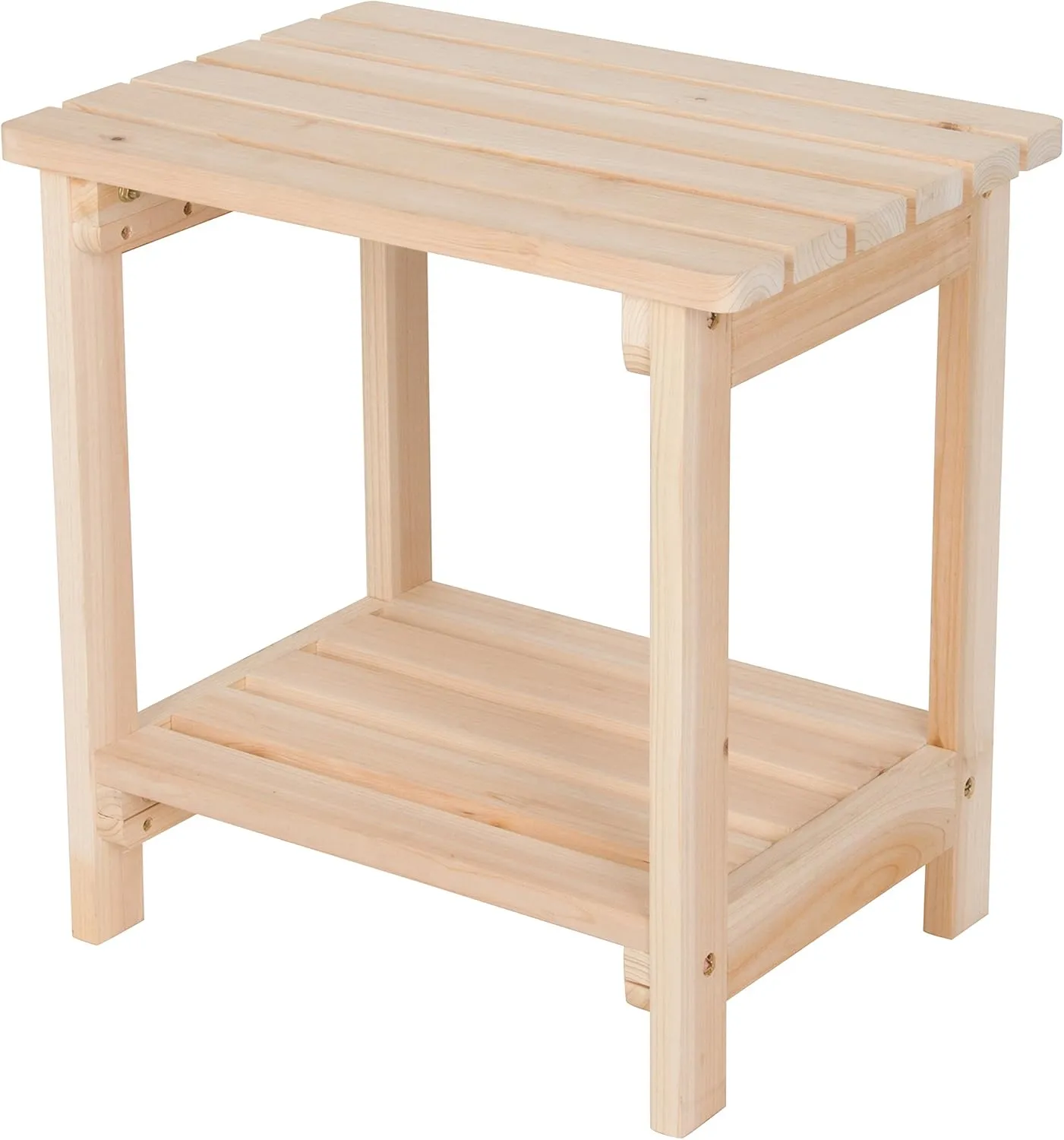 Shine Company Providence Rectangular Solid Wood Side Table, Outdoor Adirondack Small Patio Table – Natural