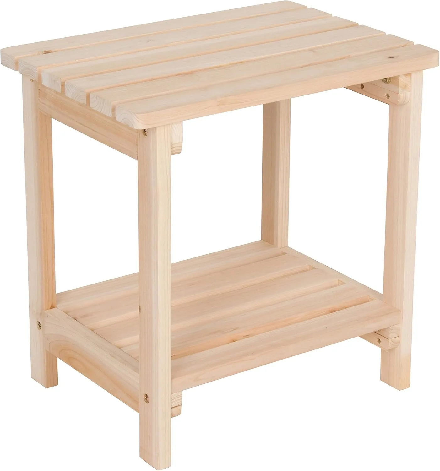 Shine Company Providence Rectangular Solid Wood Side Table, Outdoor Adirondack Small Patio Table – Natural