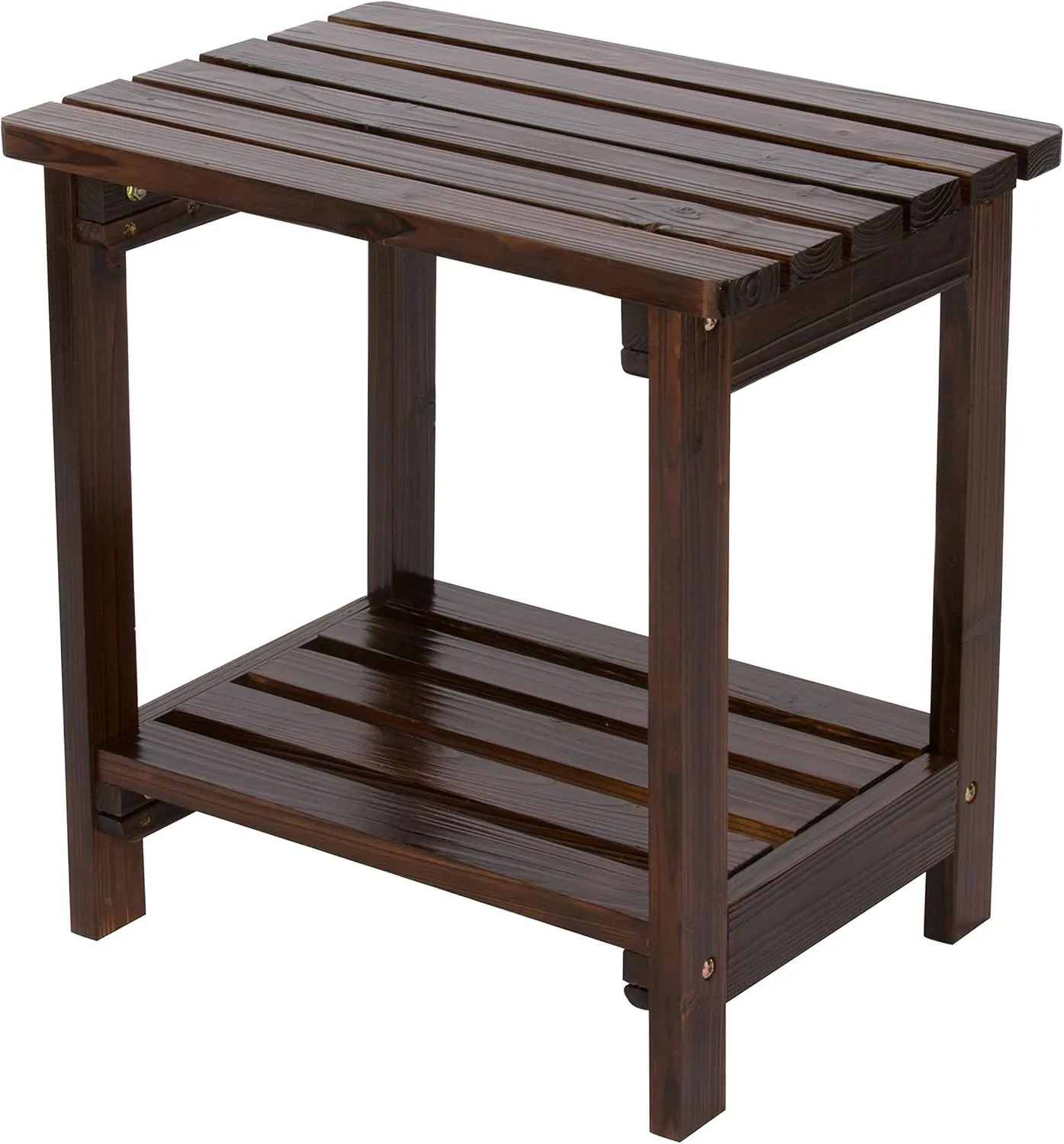 Shine Company Providence Rectangular Solid Wood Table, Outdoor Adirondack Small Patio Table – Burnt Brown