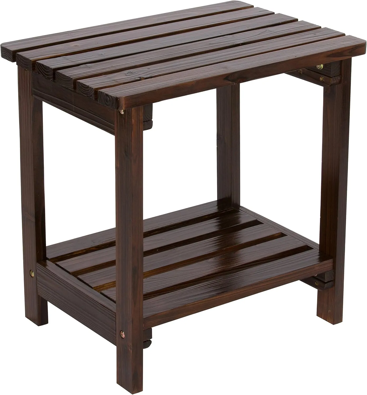 Shine Company Providence Rectangular Solid Wood Table, Outdoor Adirondack Small Patio Table – Burnt Brown