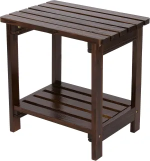 Shine Company Providence Rectangular Solid Wood Table, Outdoor Adirondack Small Patio Table – Burnt Brown