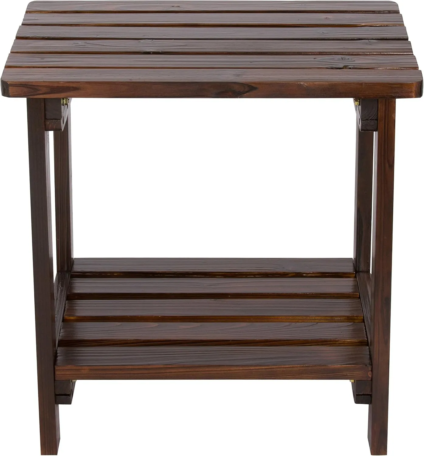 Shine Company Providence Rectangular Solid Wood Table, Outdoor Adirondack Small Patio Table – Burnt Brown