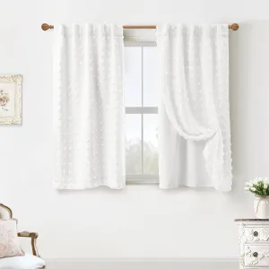 Short Blackout Curtains for Bedroom,Back Tab Semi Black Out Sheer Double Layered Curtains 54 Inch Long