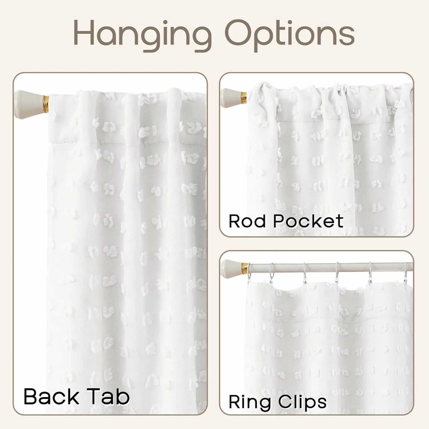 Short Blackout Curtains for Bedroom,Back Tab Semi Black Out Sheer Double Layered Curtains 54 Inch Long