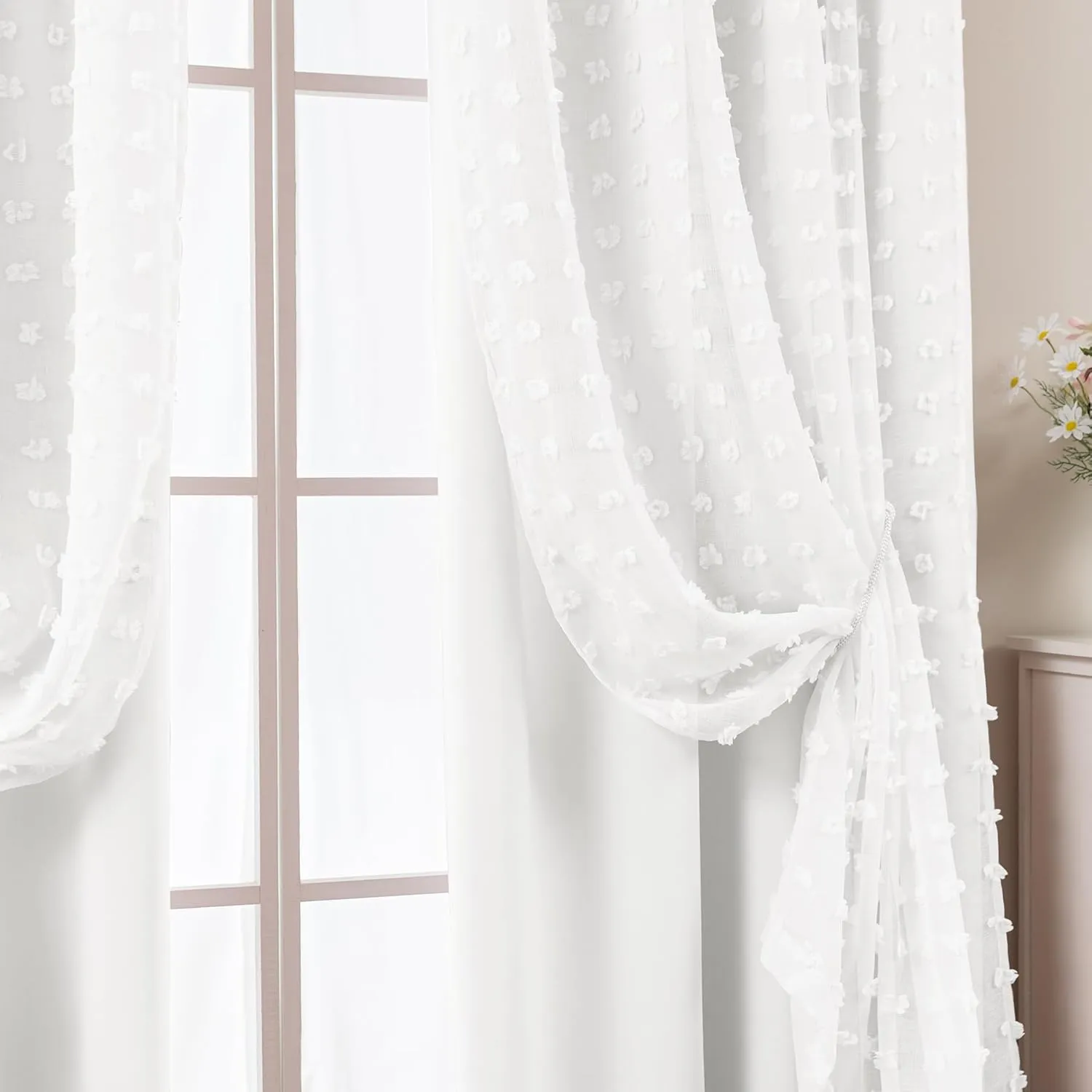 Short Blackout Curtains for Bedroom,Back Tab Semi Black Out Sheer Double Layered Curtains 54 Inch Long