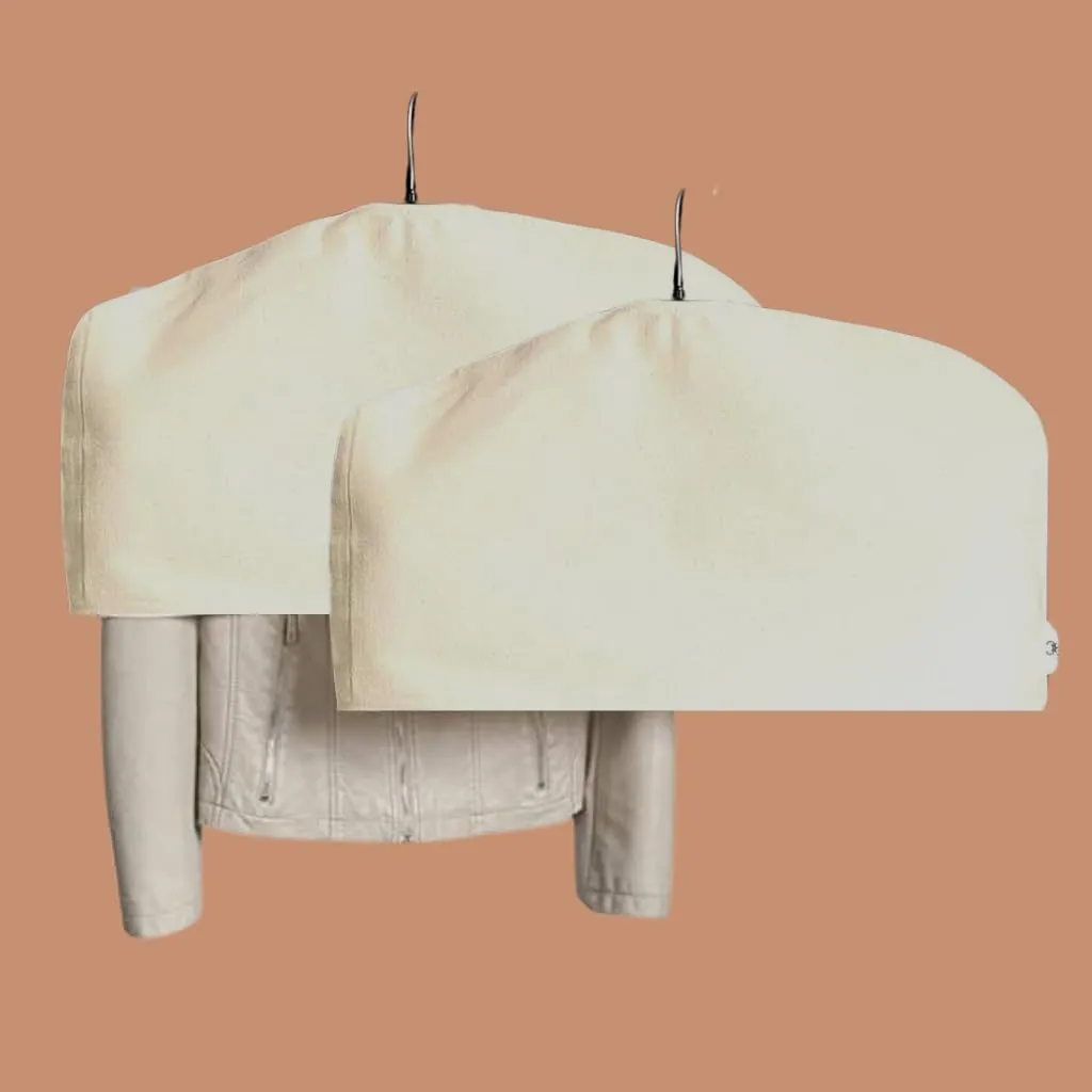 Shoulder Cover Breathable Clothes Dust Protectors for Closet Storage Garment Dust Cover Protects for Suit, Coats, Jackets - Off-white (Pack of 5)