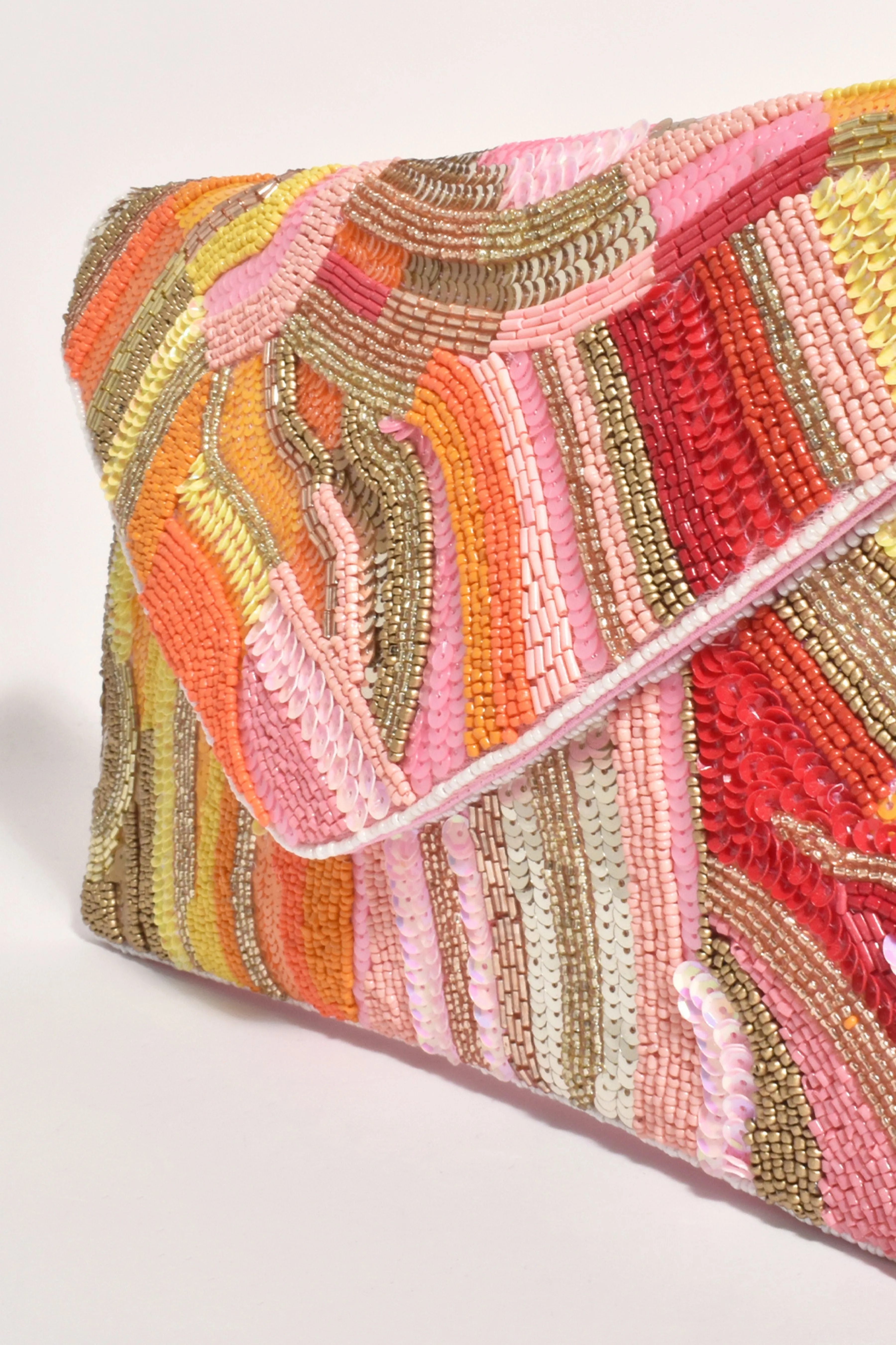 Sicilian Spring Beaded Flapover Clutch - Multi