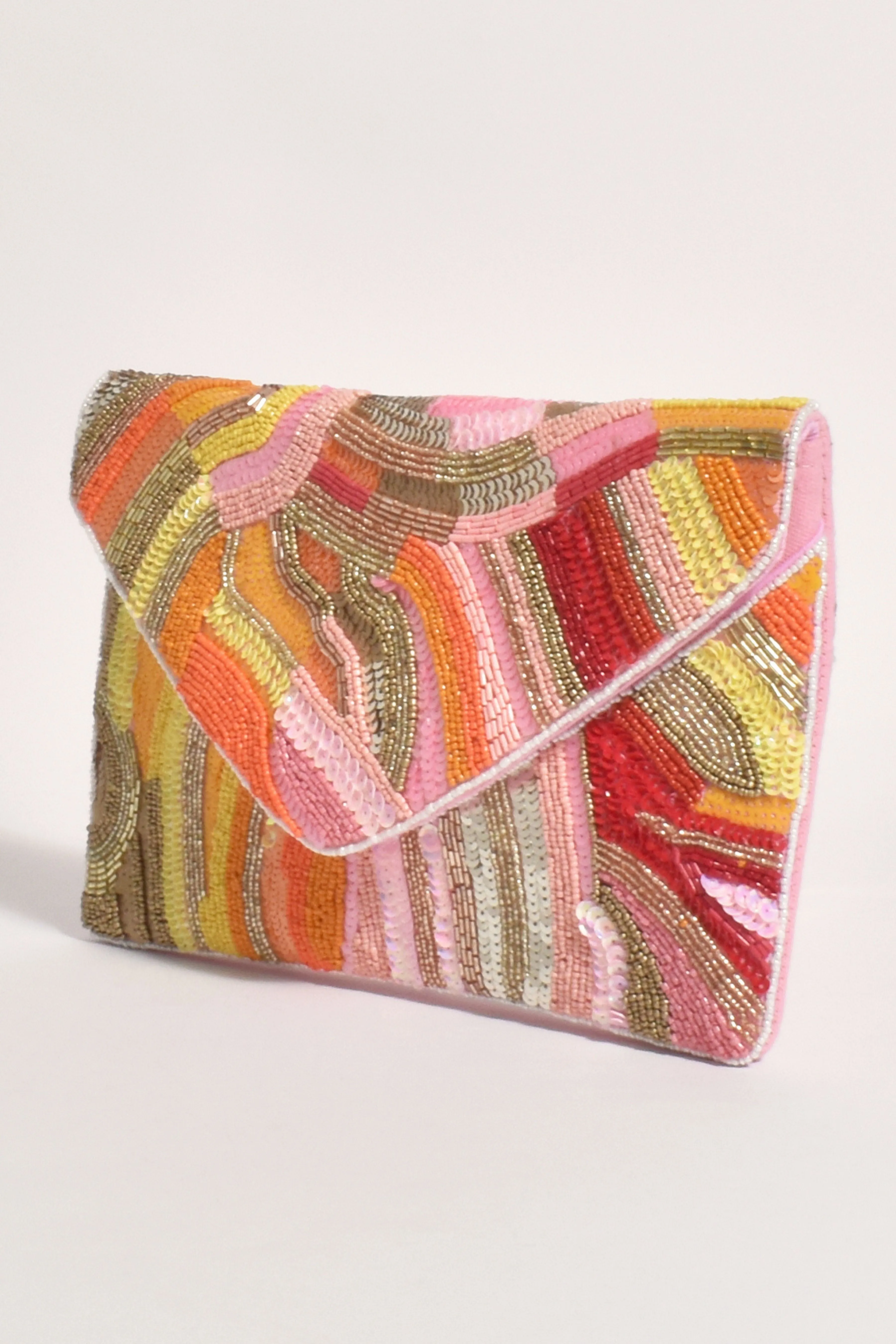 Sicilian Spring Beaded Flapover Clutch - Multi