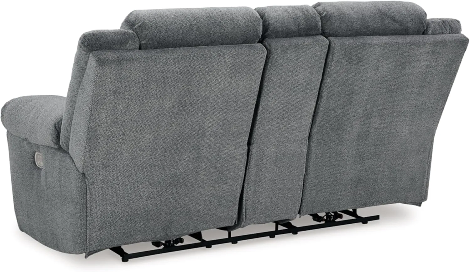 Signature Design by Ashley Tip-Off Modern Wall Hugger Power Reclining Loveseat with Adjustable Headrest, USB Ports, Storage and Cup Holders, Gray