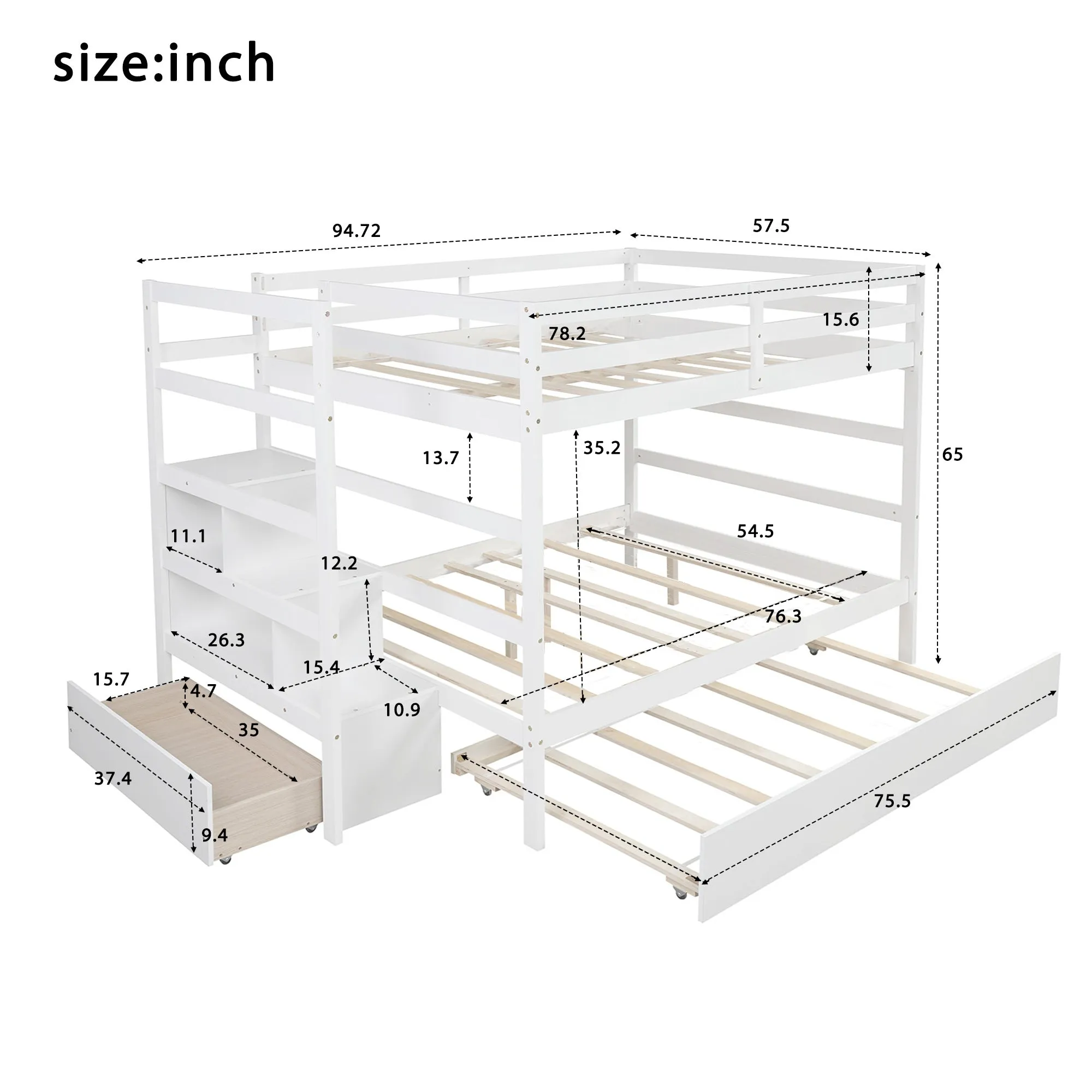 Simple Living Full over Full Bunk Bed with Twin Size Trundle