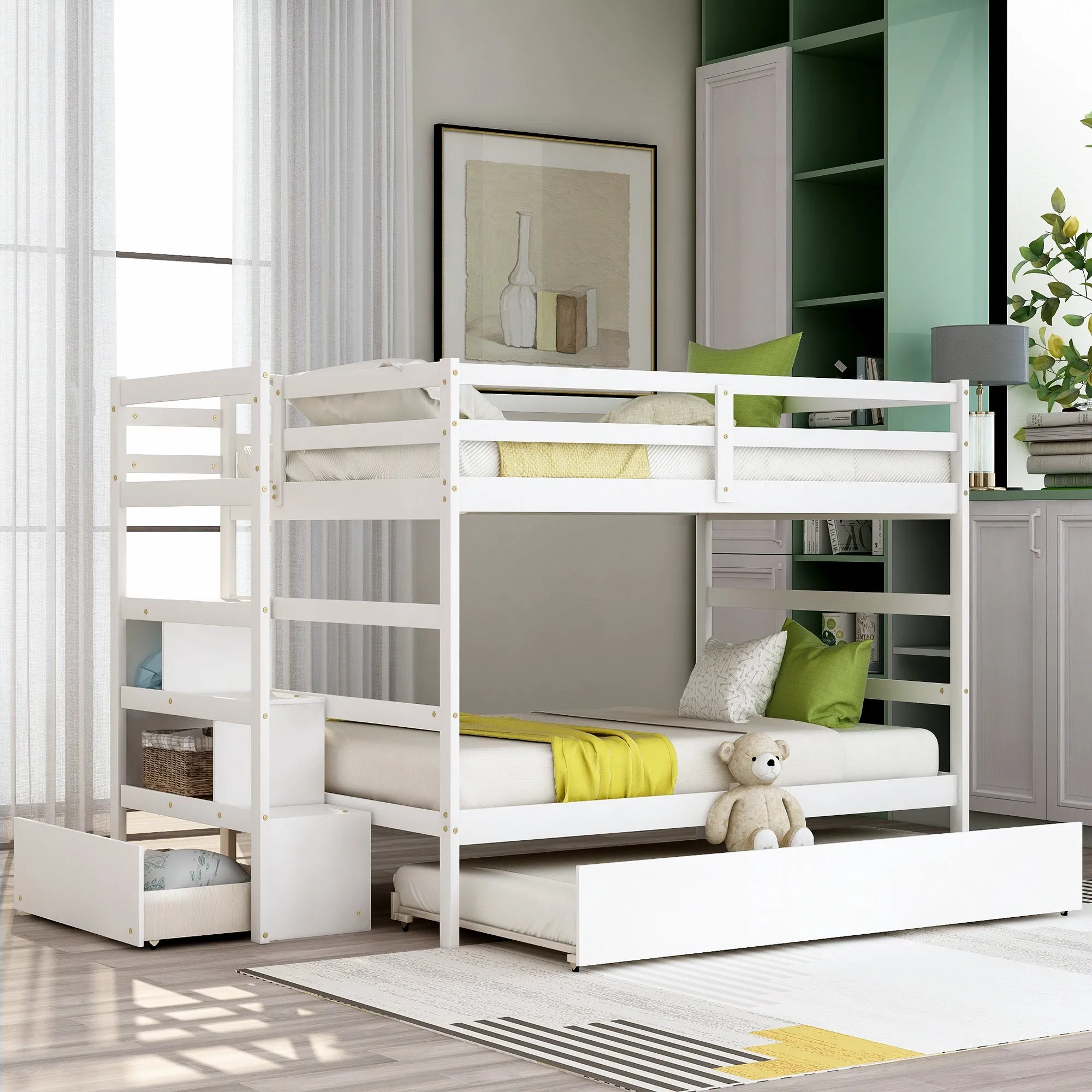 Simple Living Full over Full Bunk Bed with Twin Size Trundle