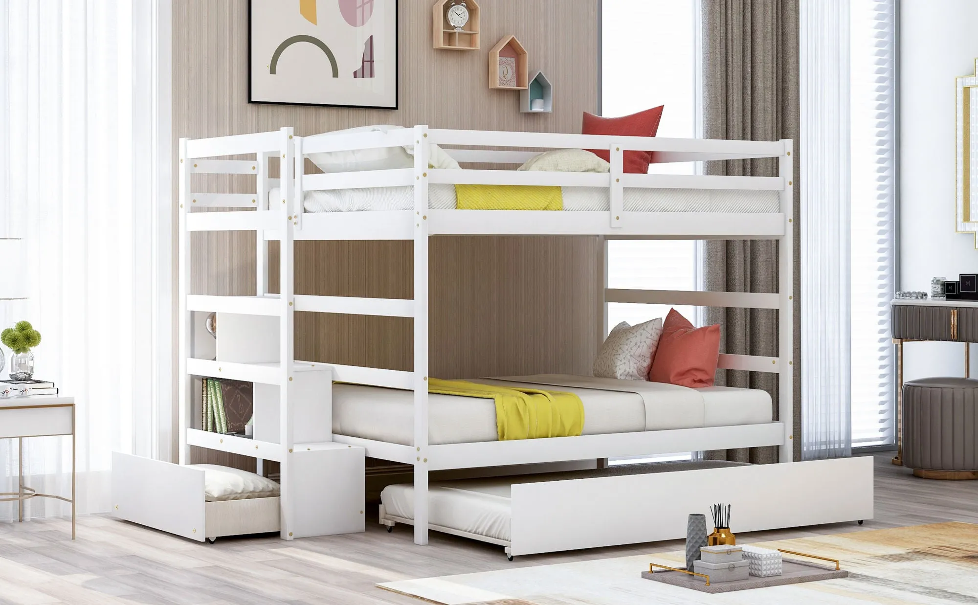 Simple Living Full over Full Bunk Bed with Twin Size Trundle