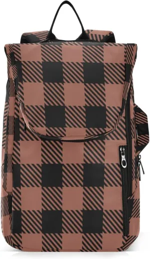 Sinestour Black Buffalo Plaid Reddish Brown Tennis Bags Holds 2 Rackets Tennis Backpack Holds Squash Badminton Pickleball for Sport Bag Women Men