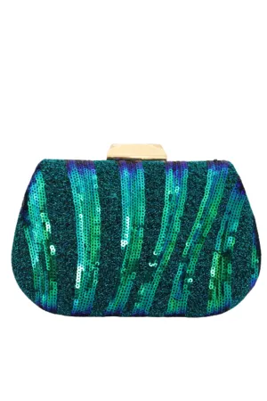 Siren Sequin Clutch - Peacock