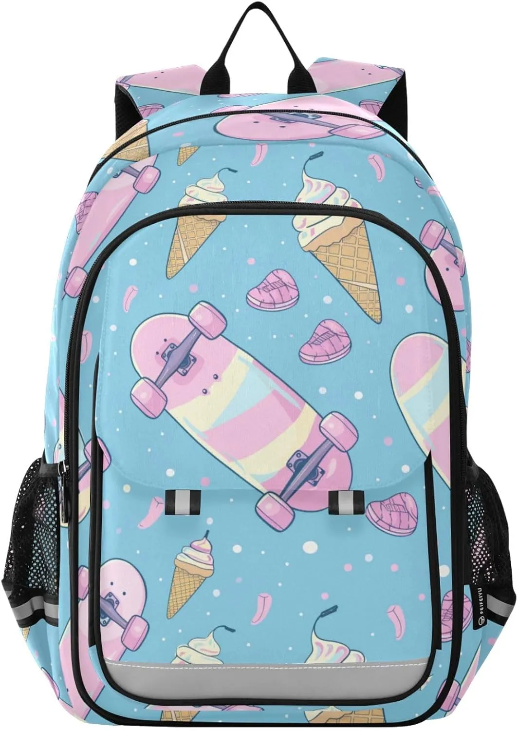 Skateboard Ice Cream Powder Backpack for Boys Girls Elementary School Bag Kids Bookbag Travel Rucksack With Reflective Stripes Children's backpack
