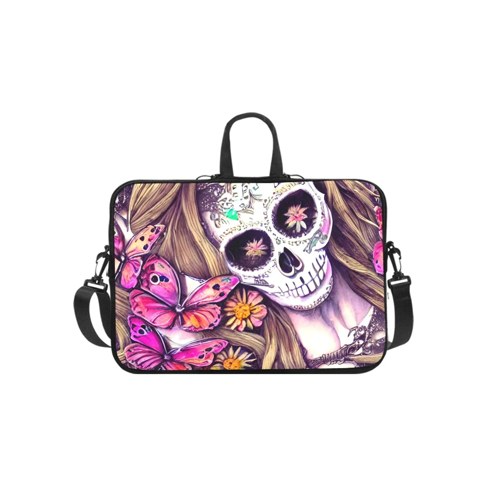 Skull Floral Women's Face Laptop Bag Laptop Handbags 14"